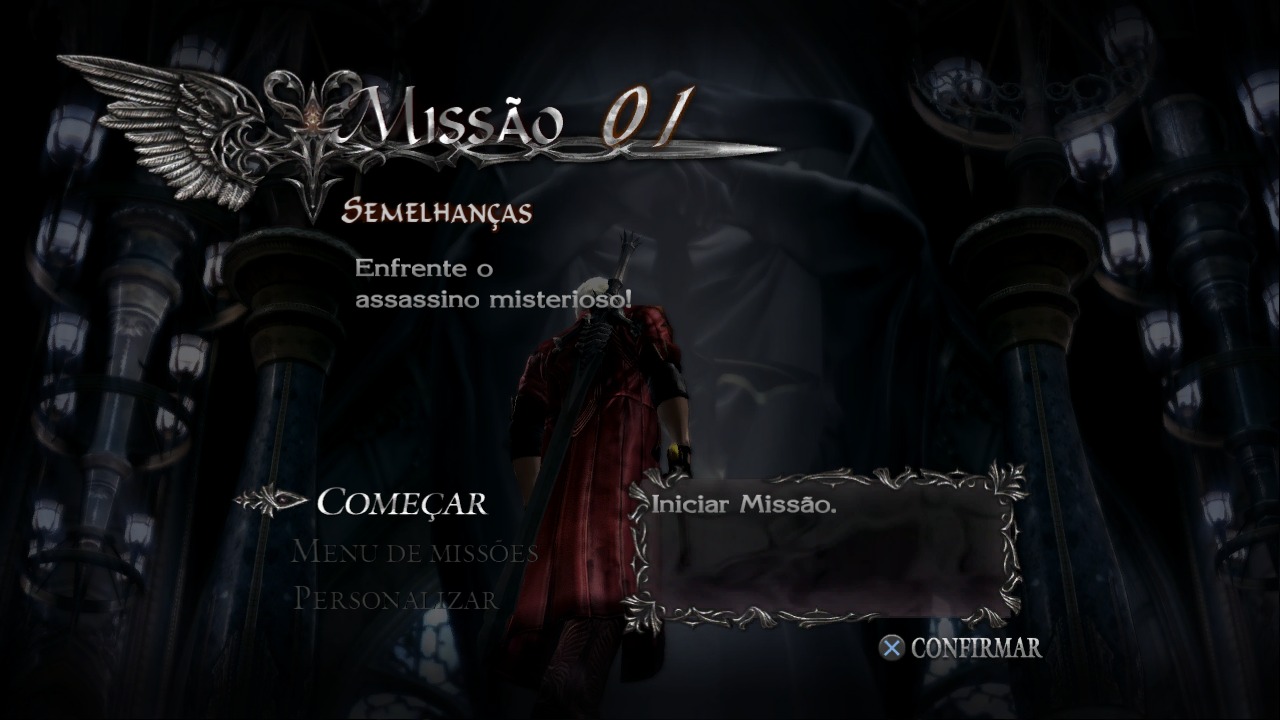 Tradução de Devil May Cry 4 sem bug no menu de personalização 